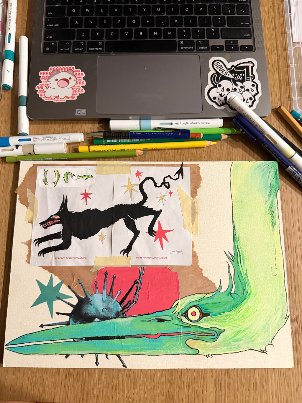 THE GREEN HERON- ORIGINAL 12"x9"