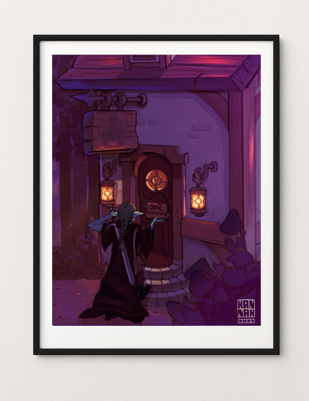 GONE BURGLAR'N 11"x 17"- Poster With Frame