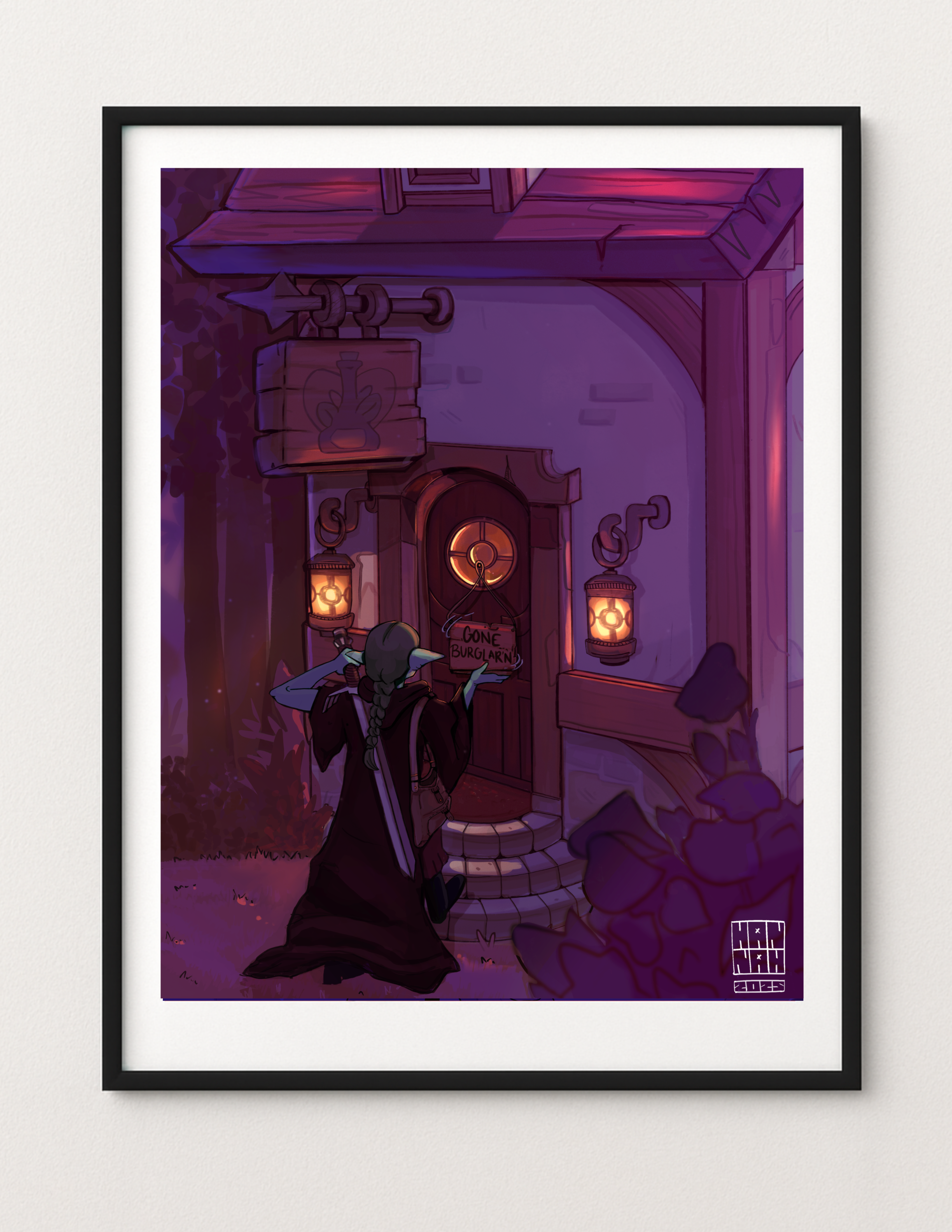 GONE BURGLAR'N 11"x 17"- Poster With Frame