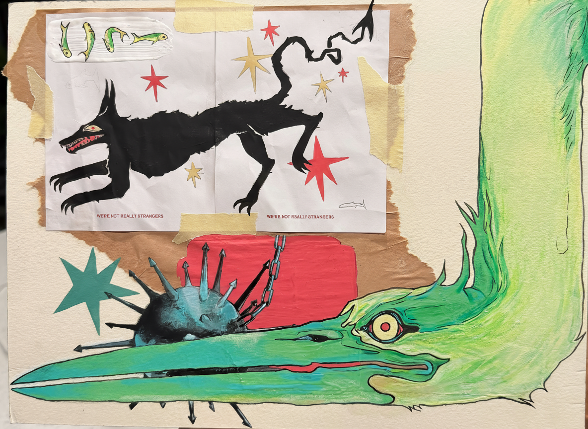 THE GREEN HERON artwork with bright background